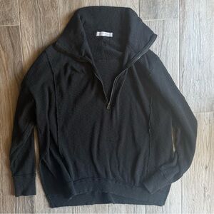 Free People We The Free Black Quarter Zip Pullover XS Oversized Rib